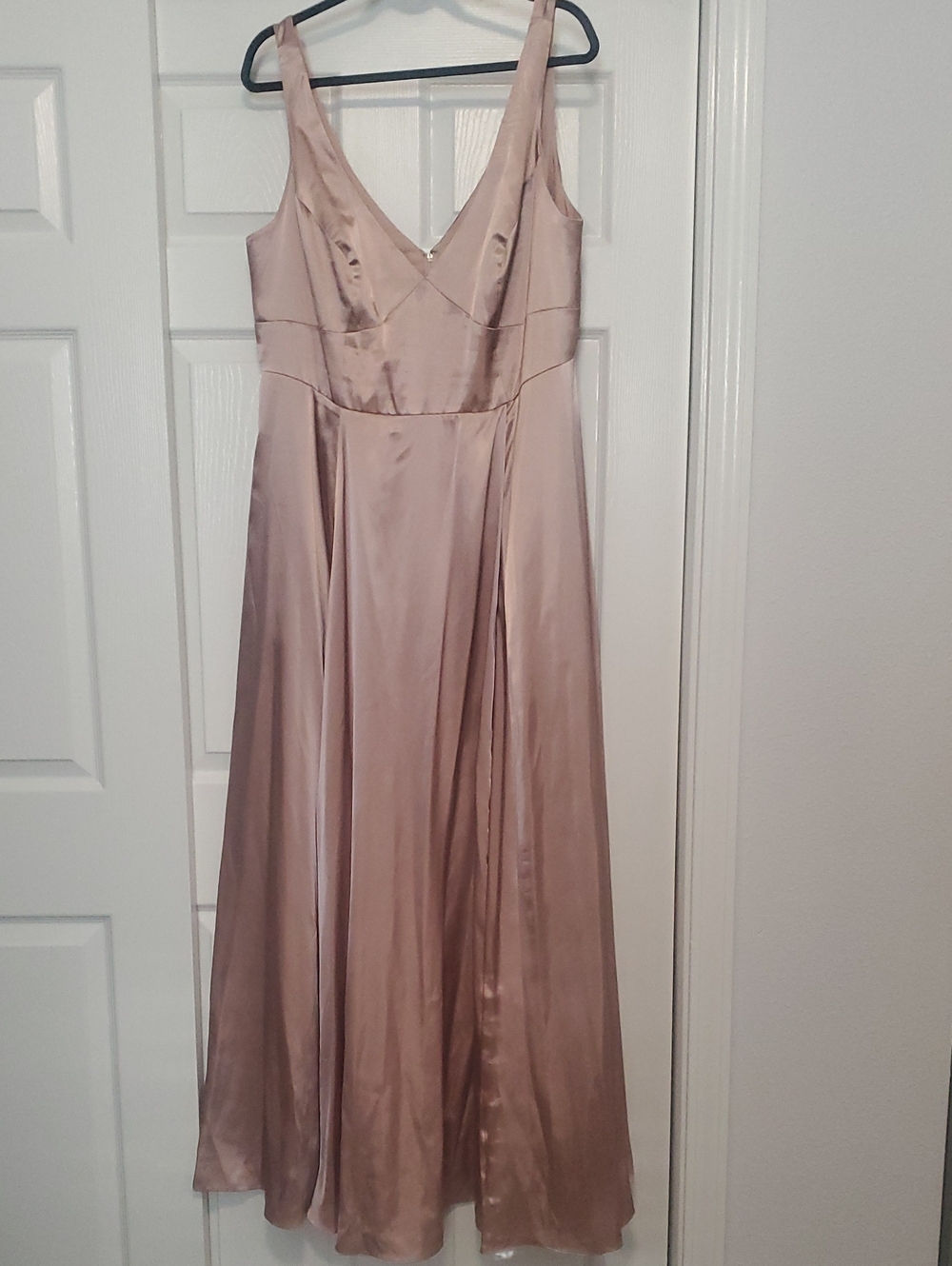 Galina Signature Charmeuse Tank V-Neck Bridesmaid Dress Sand GS290020 Size 18